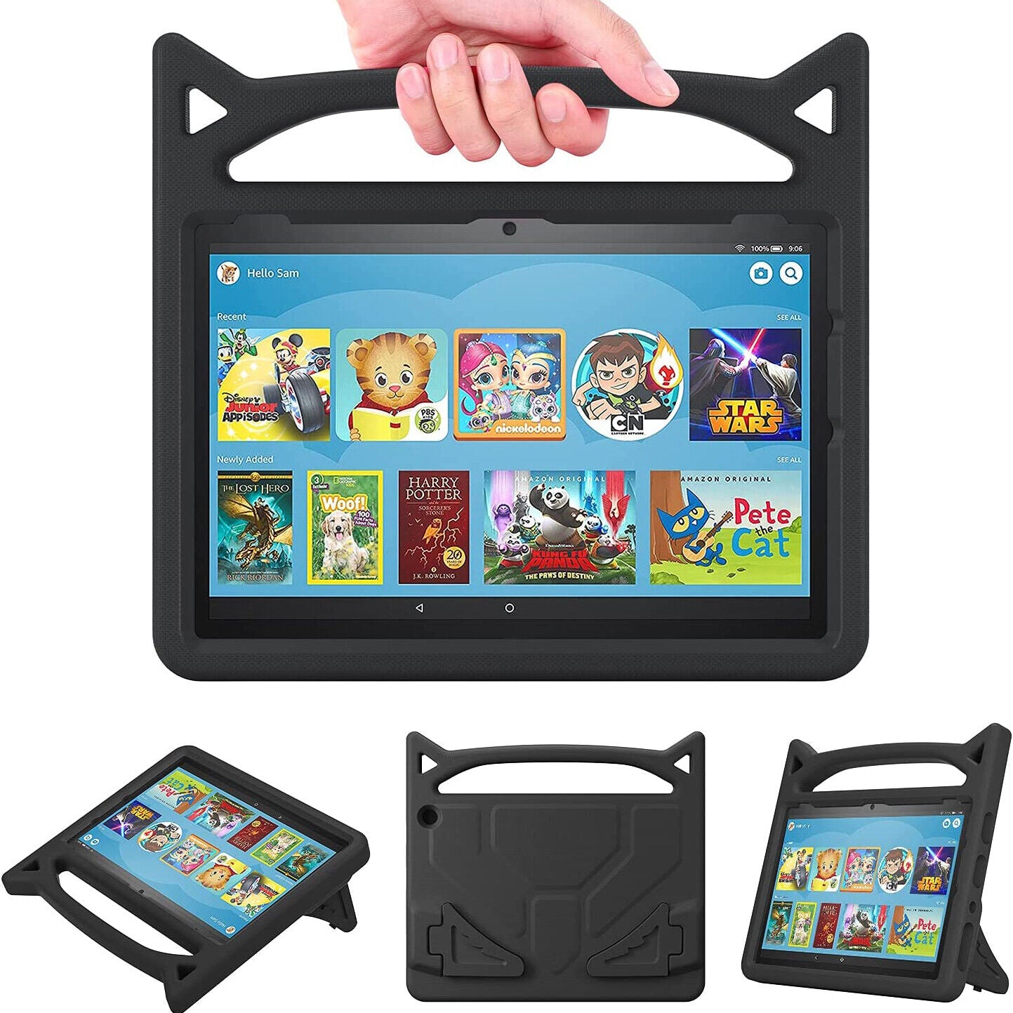 For Amazon Fire HD 10 Plus 2021 11th Gen Kids Case Shockproof Cover With Stand - Black-www.firsthelptech.ie