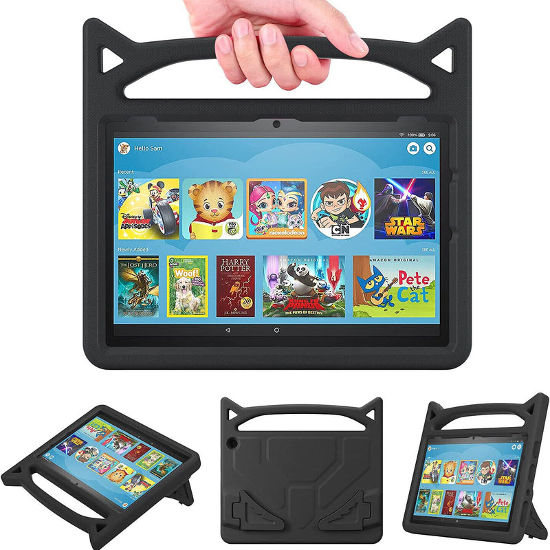 For Amazon Fire HD 10 Plus 2021 11th Gen Kids Case Shockproof Cover With Stand - Black