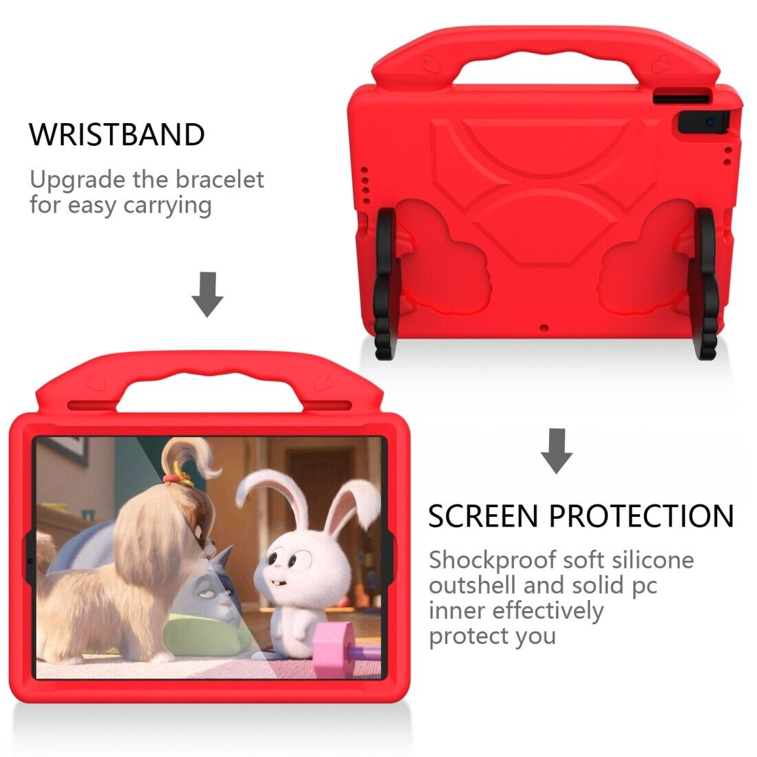 For Apple iPad 10.2 9th Gen 2021 Kids Friendly Case Shockproof Cover With Thumbs Up - Red-www.firsthelptech.ie