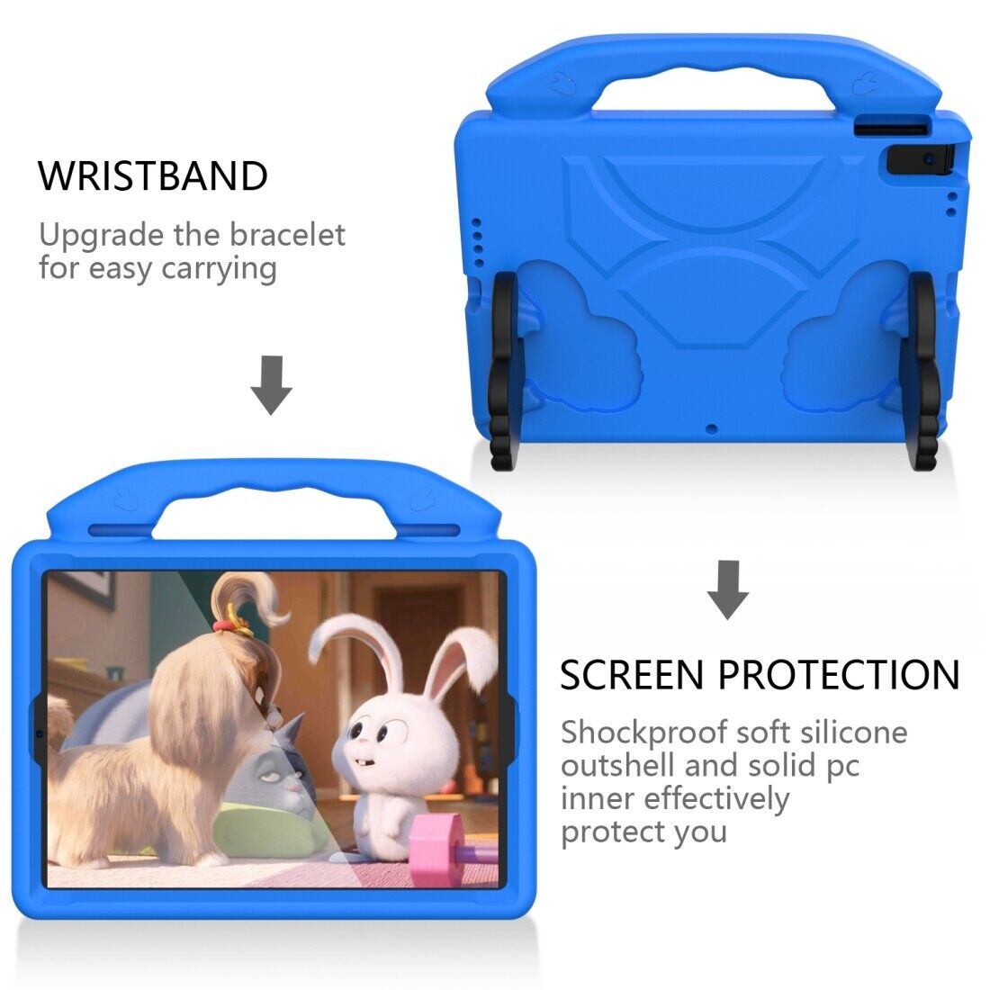 For Apple iPad 10.2 7th Gen 2019 Kids Friendly Case Shockproof Cover With Thumbs Up - Blue-www.firsthelptech.ie