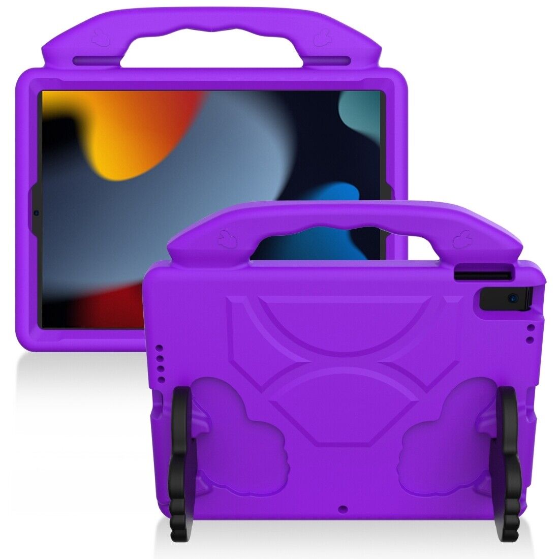 For Apple iPad 10.2 9th Gen 2021 Kids Friendly Case Shockproof Cover With Thumbs Up - Purple-www.firsthelptech.ie