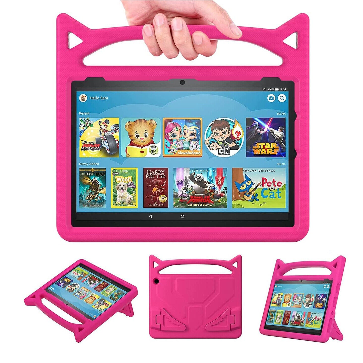 For Amazon Fire HD 10 Plus 2021 11th Gen Kids Case Shockproof Cover With Stand - Pink-www.firsthelptech.ie