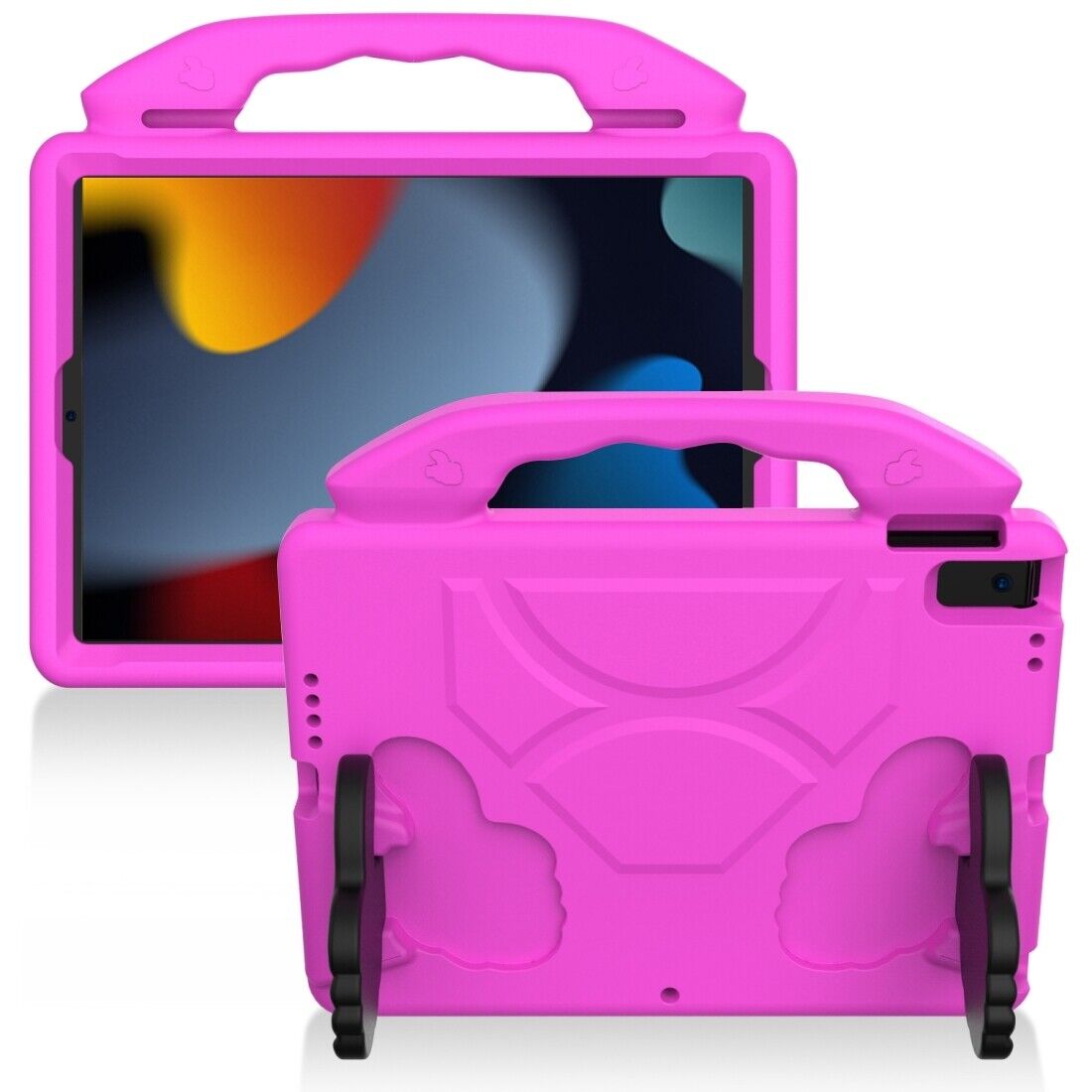 For Apple iPad 10.2 9th Gen 2021 Kids Friendly Case Shockproof Cover With Thumbs Up - Pink