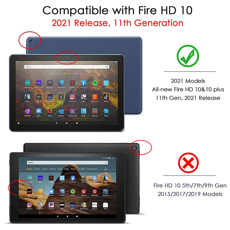 For Amazon Fire HD 10 Plus 2021 11th Gen Kids Case Shockproof Cover With Stand - Black