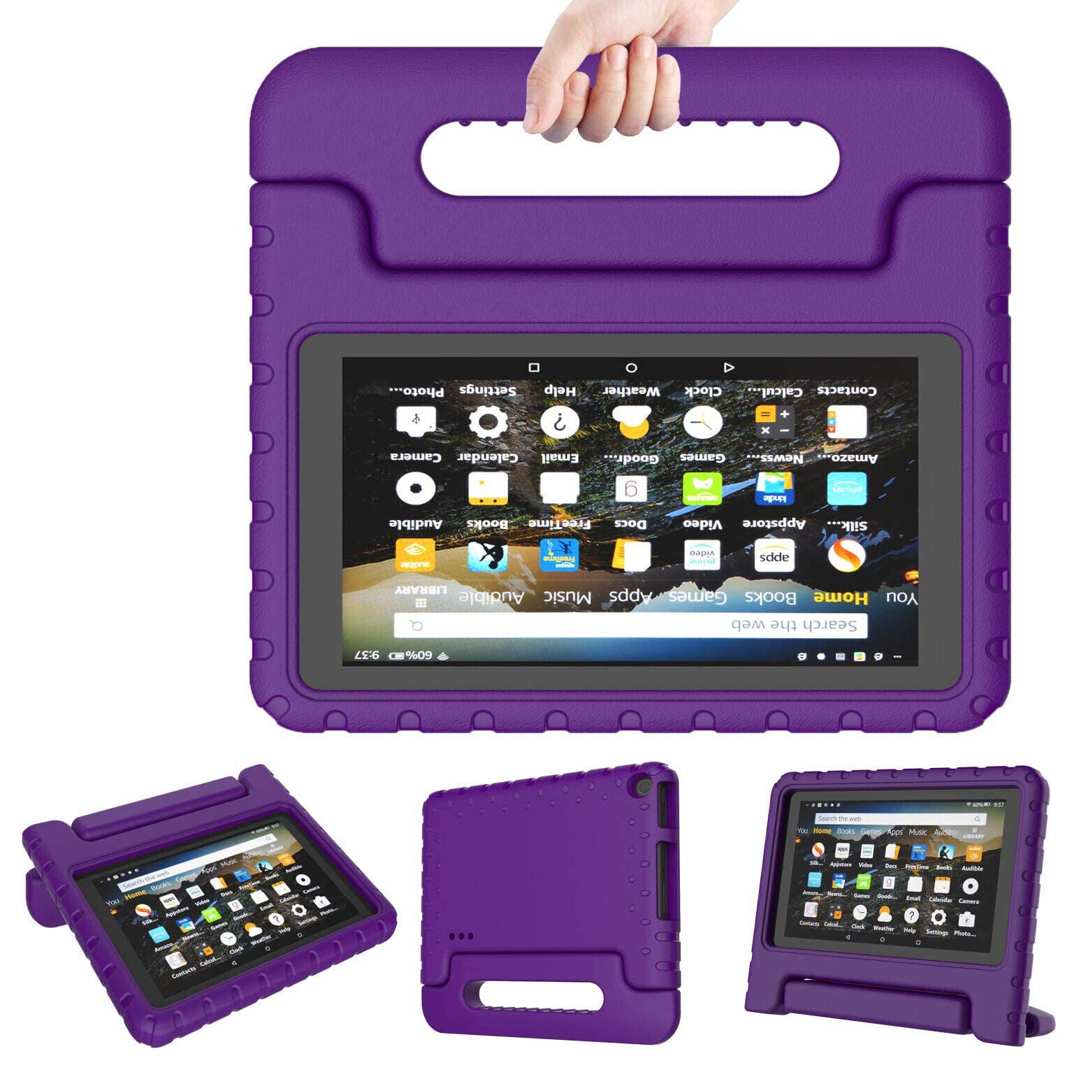 For Amazon Fire 7 2019 Kids Case Shockproof Cover With Stand - Purple-www.firsthelptech.ie