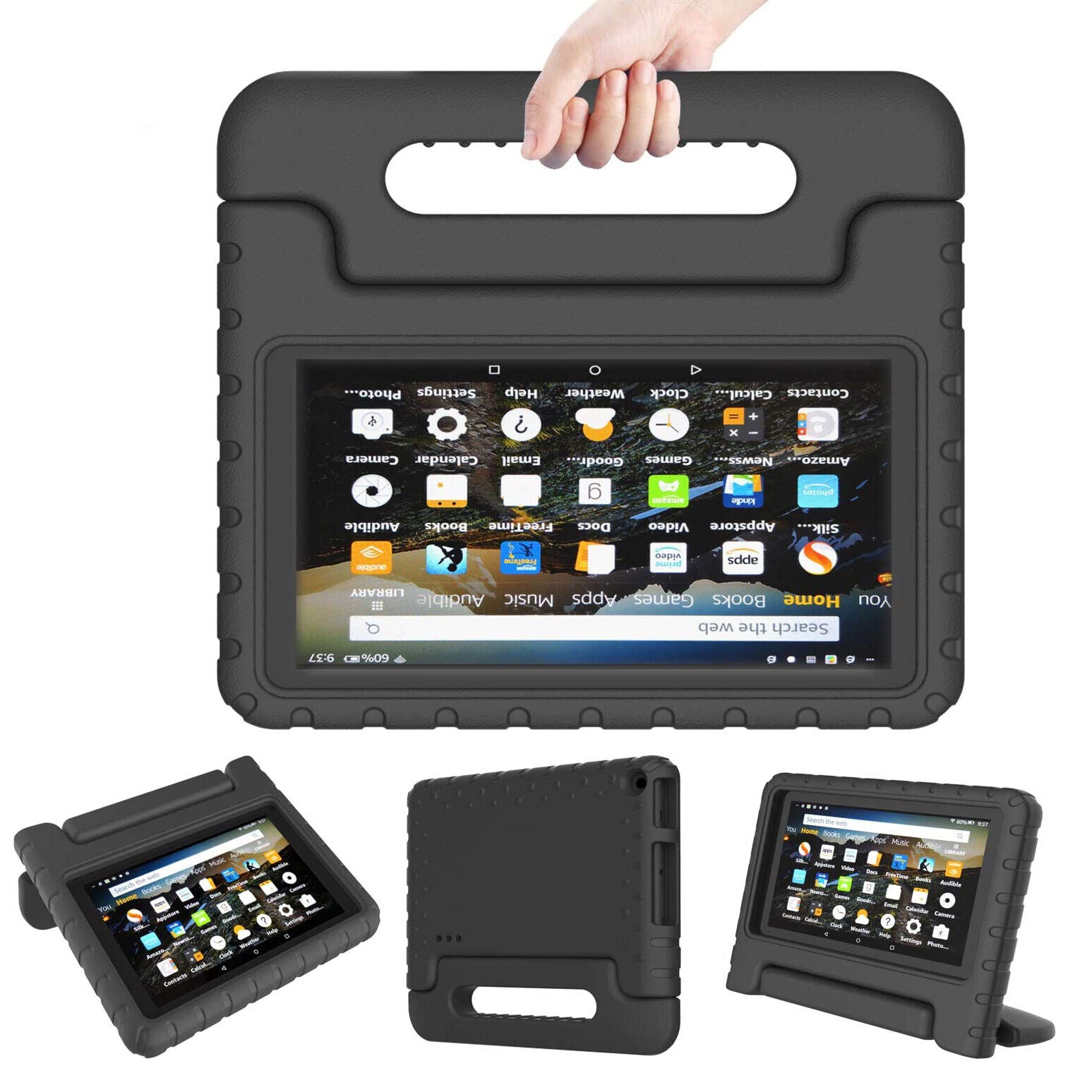 For Amazon Fire 7 2019 Kids Case Shockproof Cover With Stand - Black-www.firsthelptech.ie