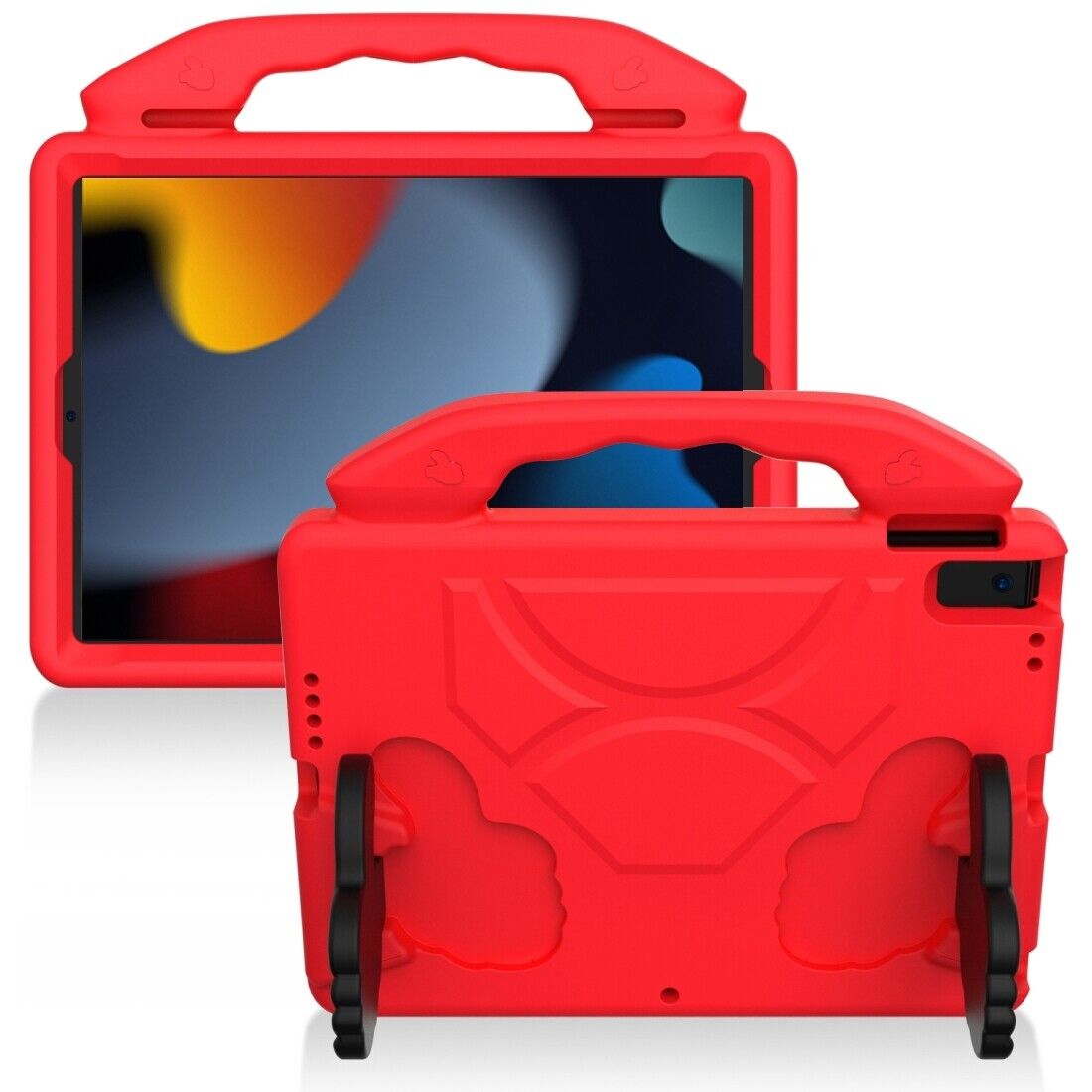 For Apple iPad 10.2 8th Gen 2020 Kids Friendly Case Shockproof Cover With Thumbs Up - Red
