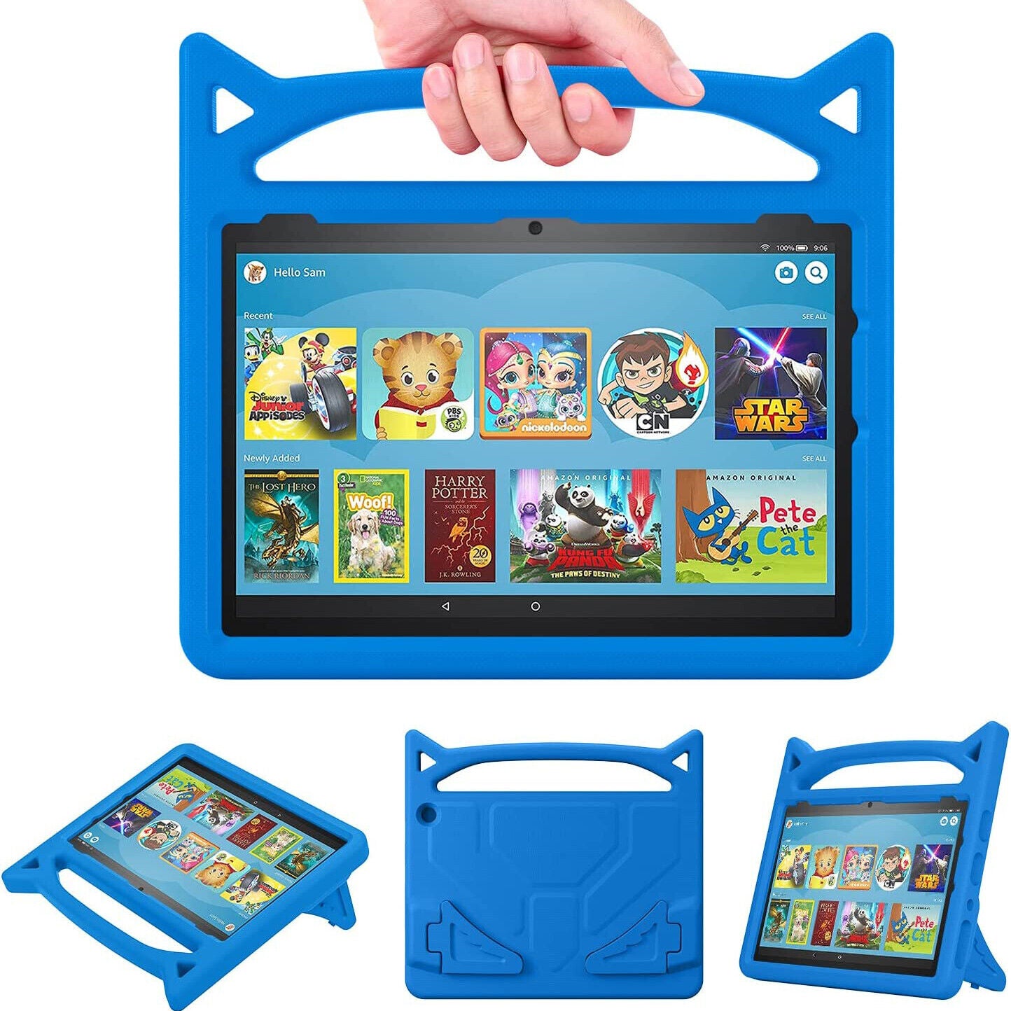 For Amazon Fire HD 10 2021 11th Gen Kids Case Shockproof Cover With Stand - Blue-www.firsthelptech.ie