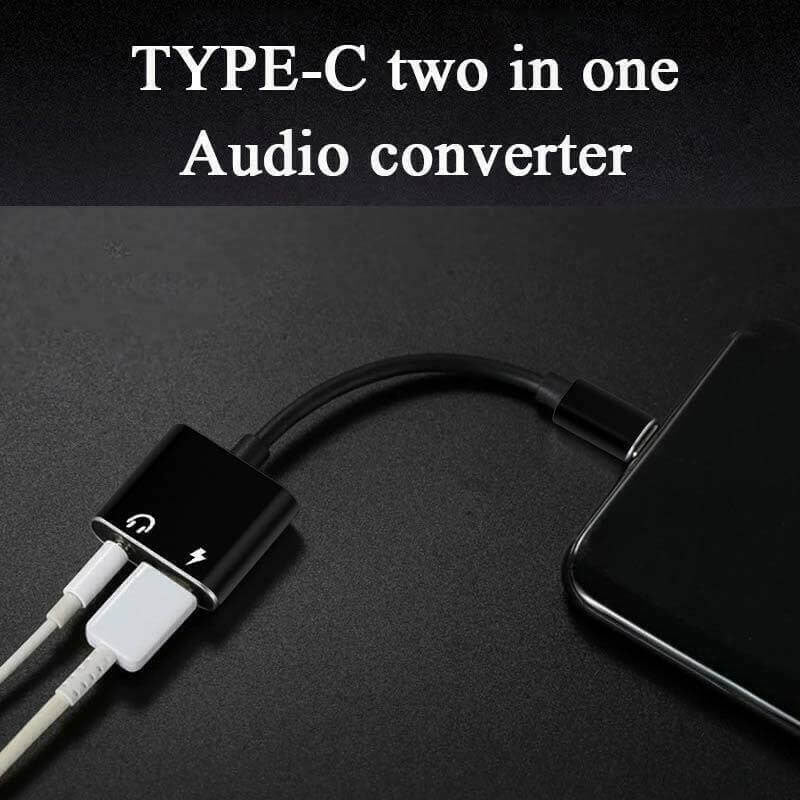 Type-C to 3.5mm Jack AUX Audio Headphone USB-C Charging Adapter Splitter