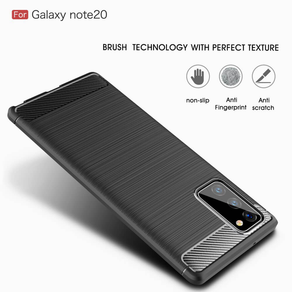 TPU Cover For Samsung Galaxy Note 20 / Note 20 5G Carbon Fiber Case Black