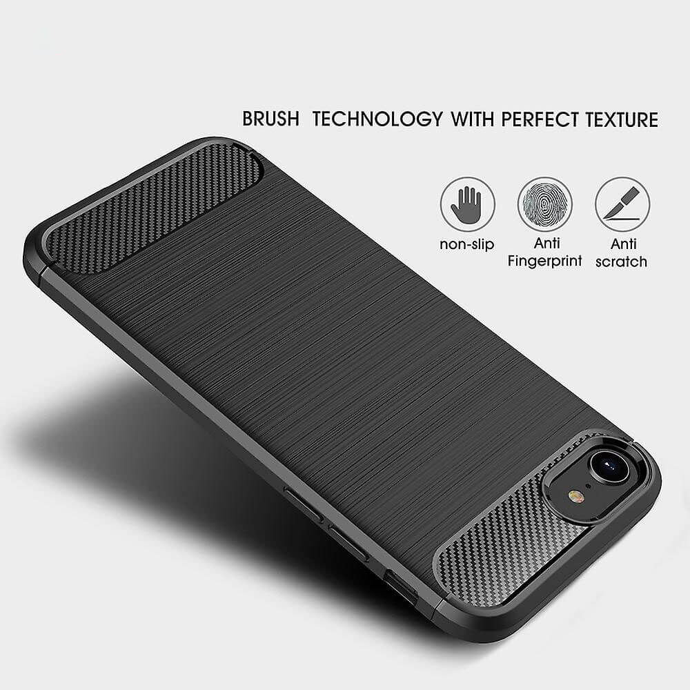 TPU Phone Cover For Apple iPhone 7 / 8 Carbon Fiber Case Black