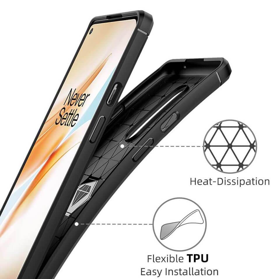 TPU Phone Cover For OnePlus 8 Carbon Fiber Case Black