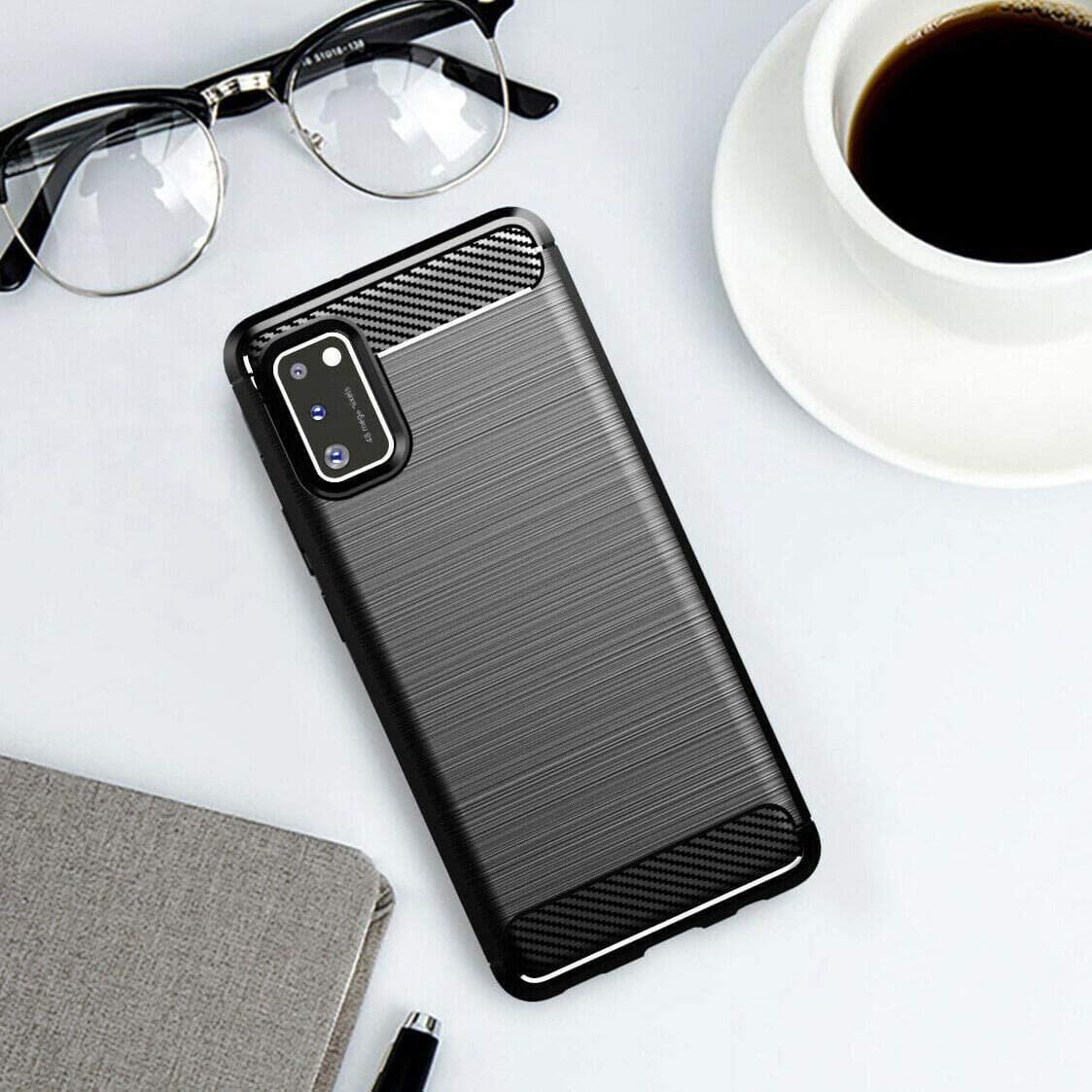 TPU Phone Cover For Samsung Galaxy A41 Carbon Fiber Case Black