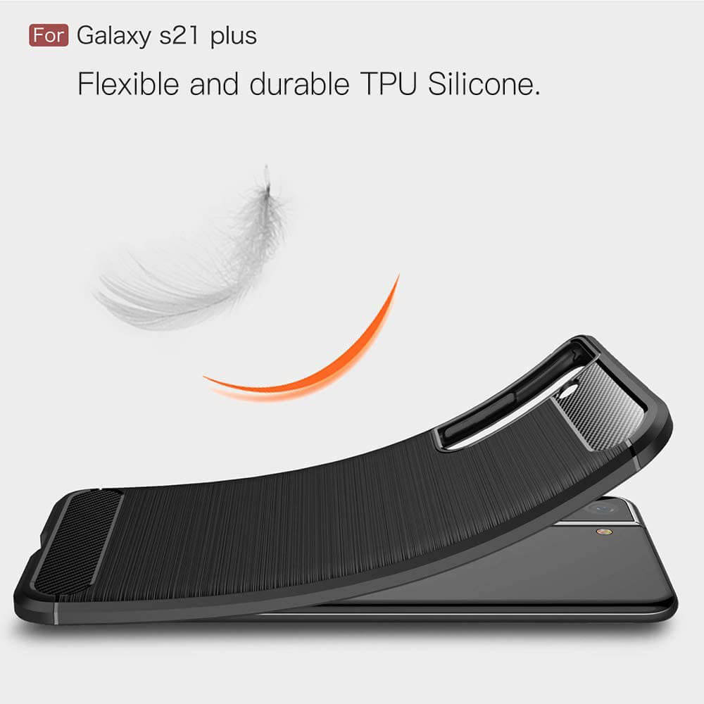 TPU Phone Cover For Samsung Galaxy S21 Plus Carbon Fiber Case Black