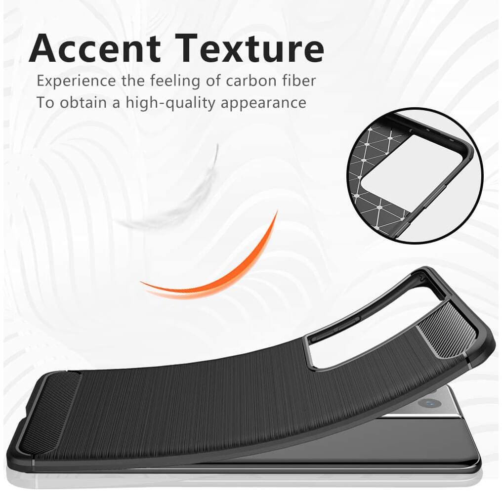 TPU Phone Cover For Samsung Galaxy S21 Ultra Carbon Fiber Case Black