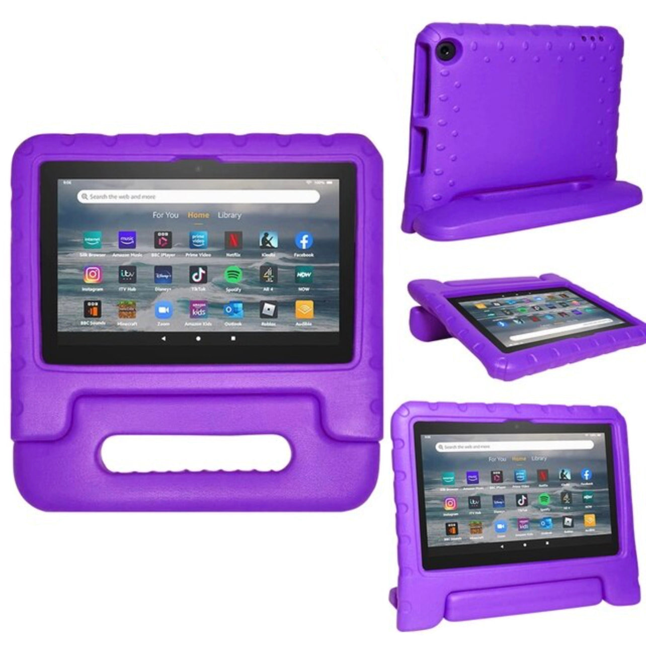 For Amazon Fire 7 2022 12th Gen Kids Case Shockproof Cover With Stand - Purple-www.firsthelptech.ie
