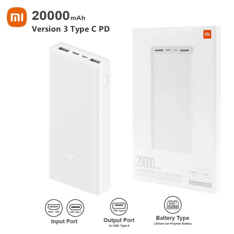 For Xiaomi Mi 3 Quick Charge Compact 18W Fast Charging Powerbank 20000mAh - Silver-Power Banks-First Help Tech